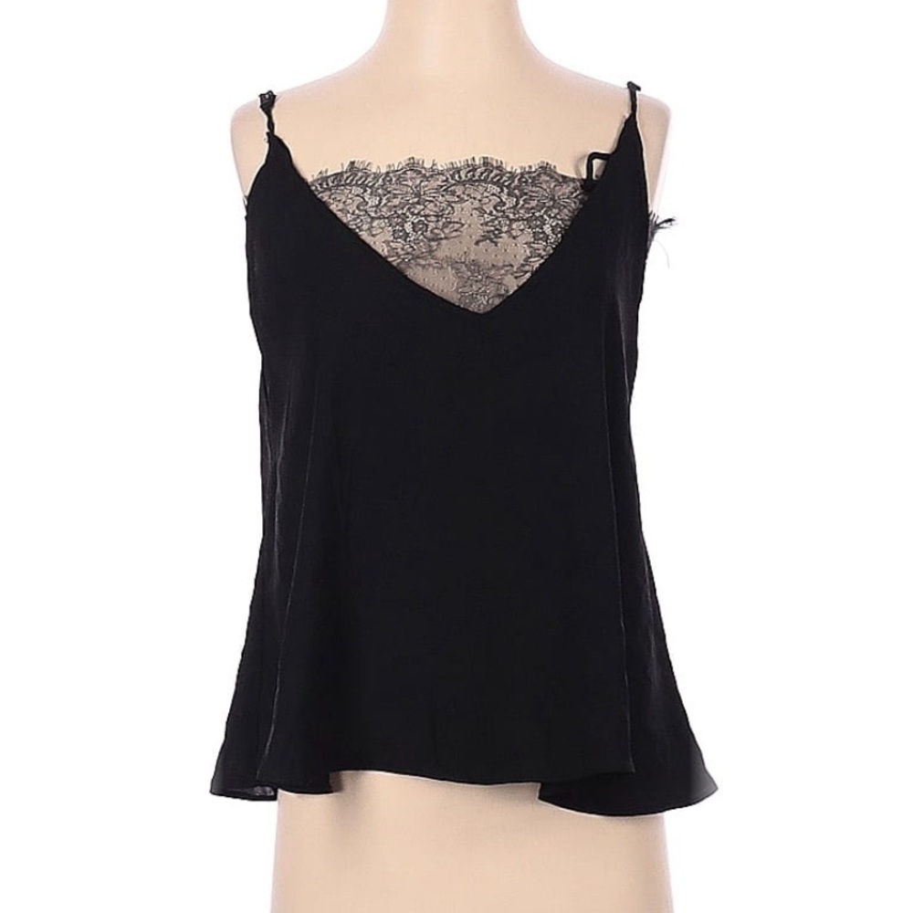 Free People Intimately Sexy Peekaboo Lace Spaghetti Strap Black Blouse